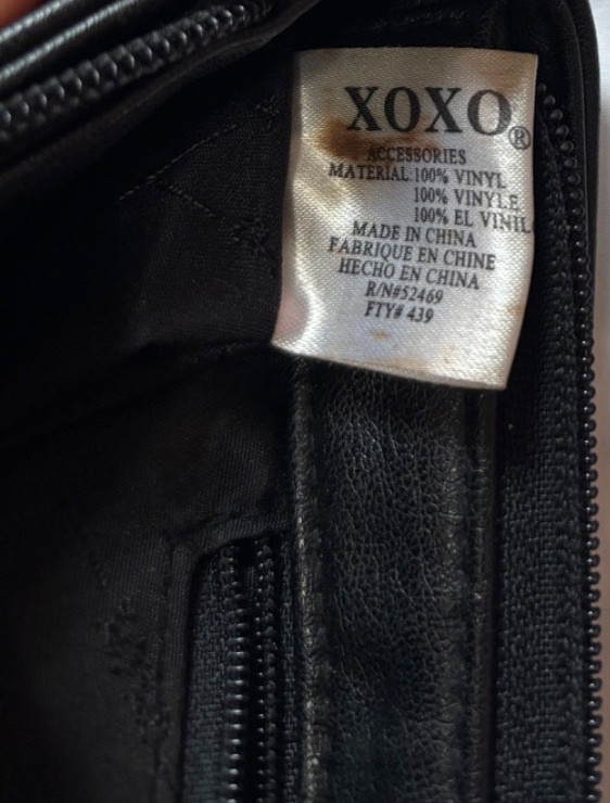 XOXO Black Crossbody Purse W/Brushed Nickel Studs on Both Front Bottom Corners
