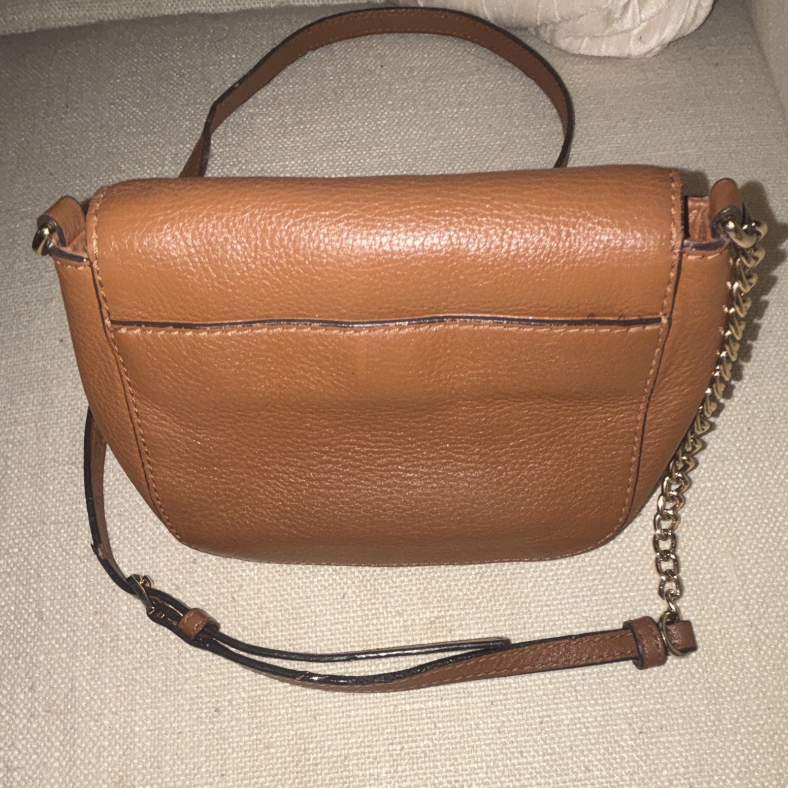 Michael Kors Brown Pebbled Small Crossbody Gold Hardware Chain Strap Magnetic