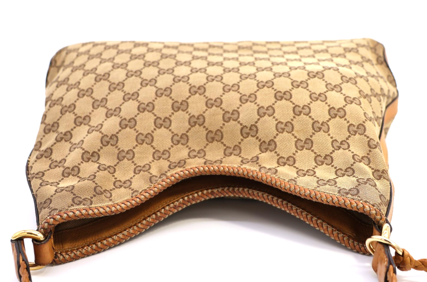 GUCCI GG Canvas Shoulder Bag Mesh-design strap Beige Classic Authentic