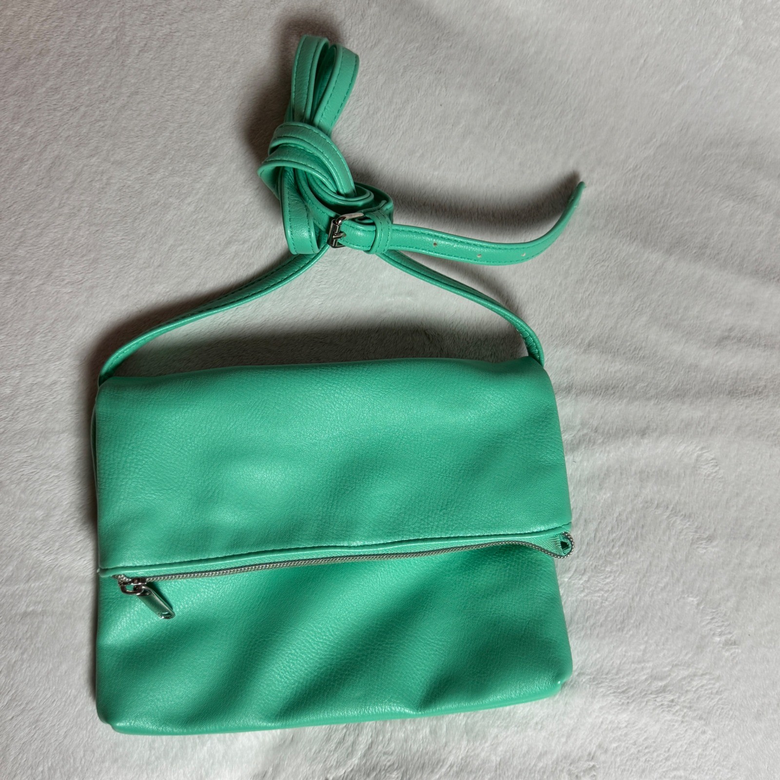 Teal Wild Fable Fold Over Faux Leather Zip Top Snap Close Crossbody Purse