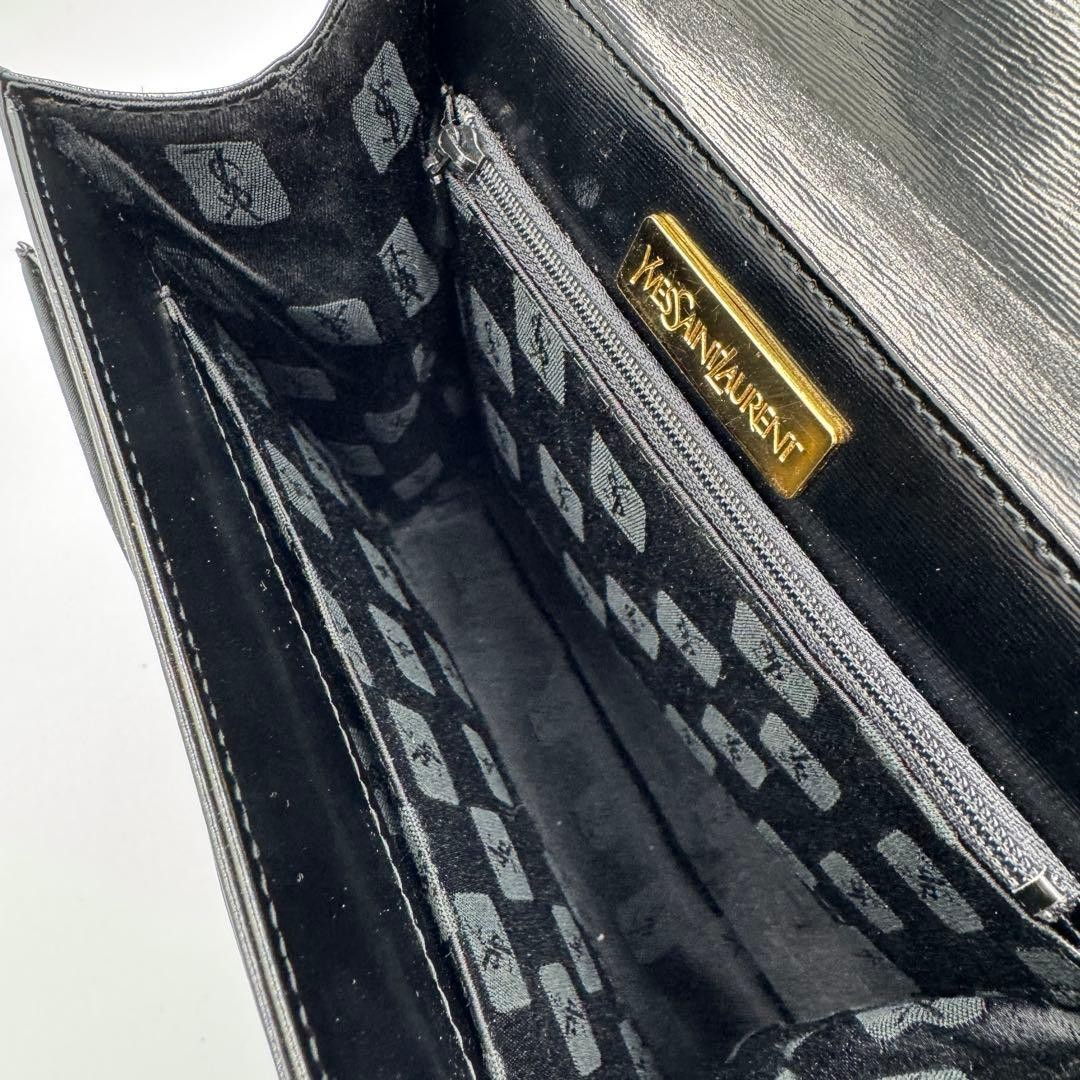 Yves Saint Laurent Top Handle Handbag Black Textured Leather W24.5cm