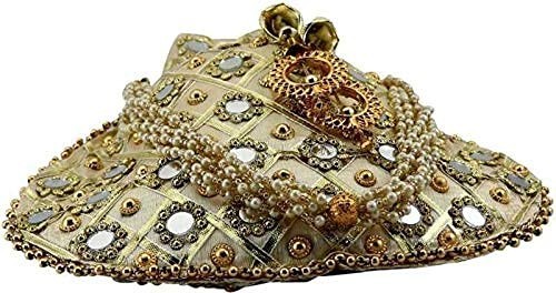 Gems & Jewellery Gold Potli Wristlets Ethnic Bag For Women | Designer Rajasthani