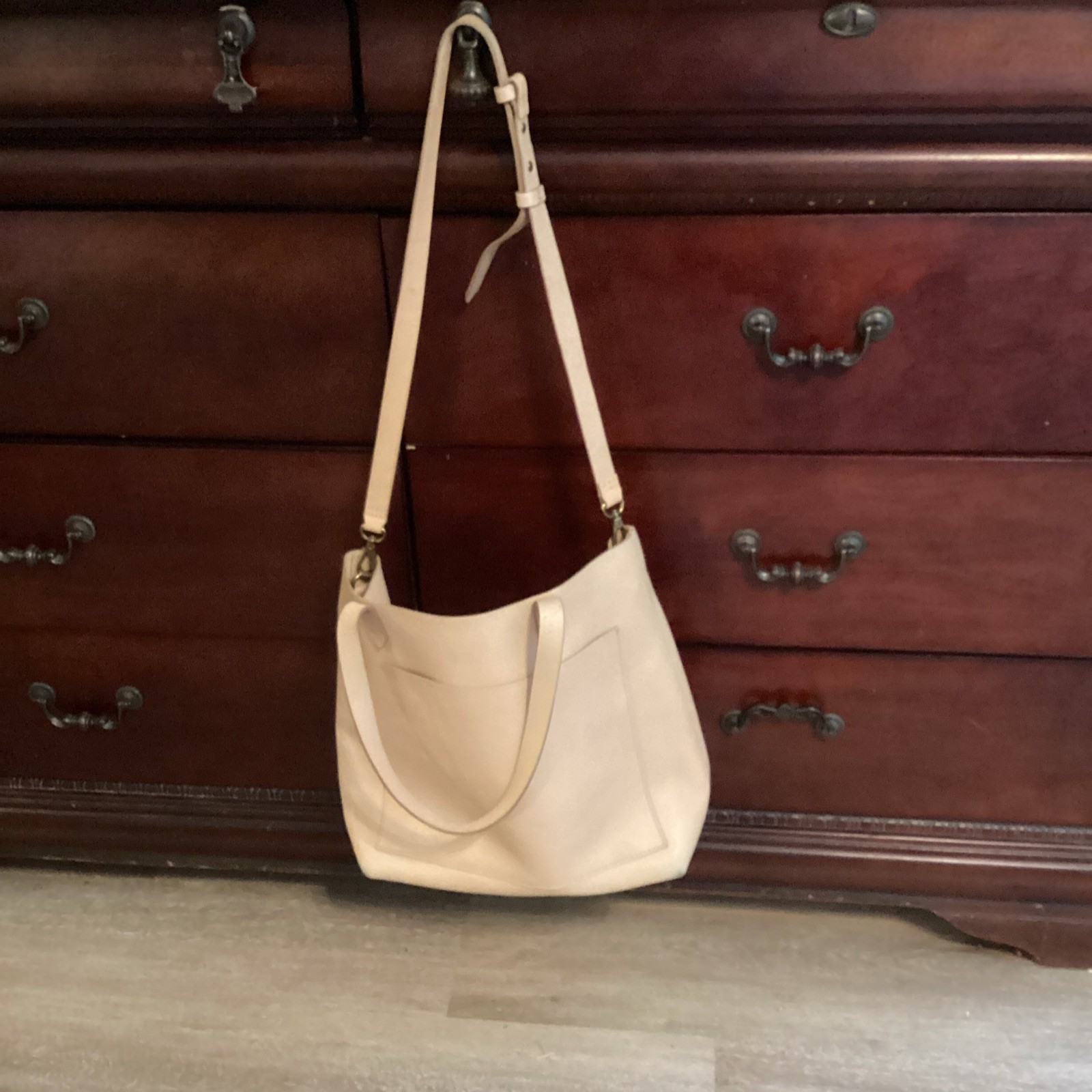 Madewell Beige Medium transport tote leather Bag w/ Adjustable Strap