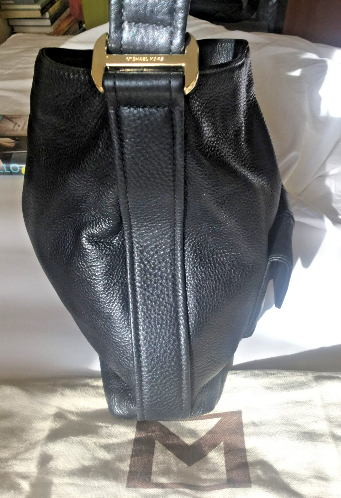 $360 Michael Kors Black Pushlock Women’s MK Large Shoulder Bag -Genuine Leather