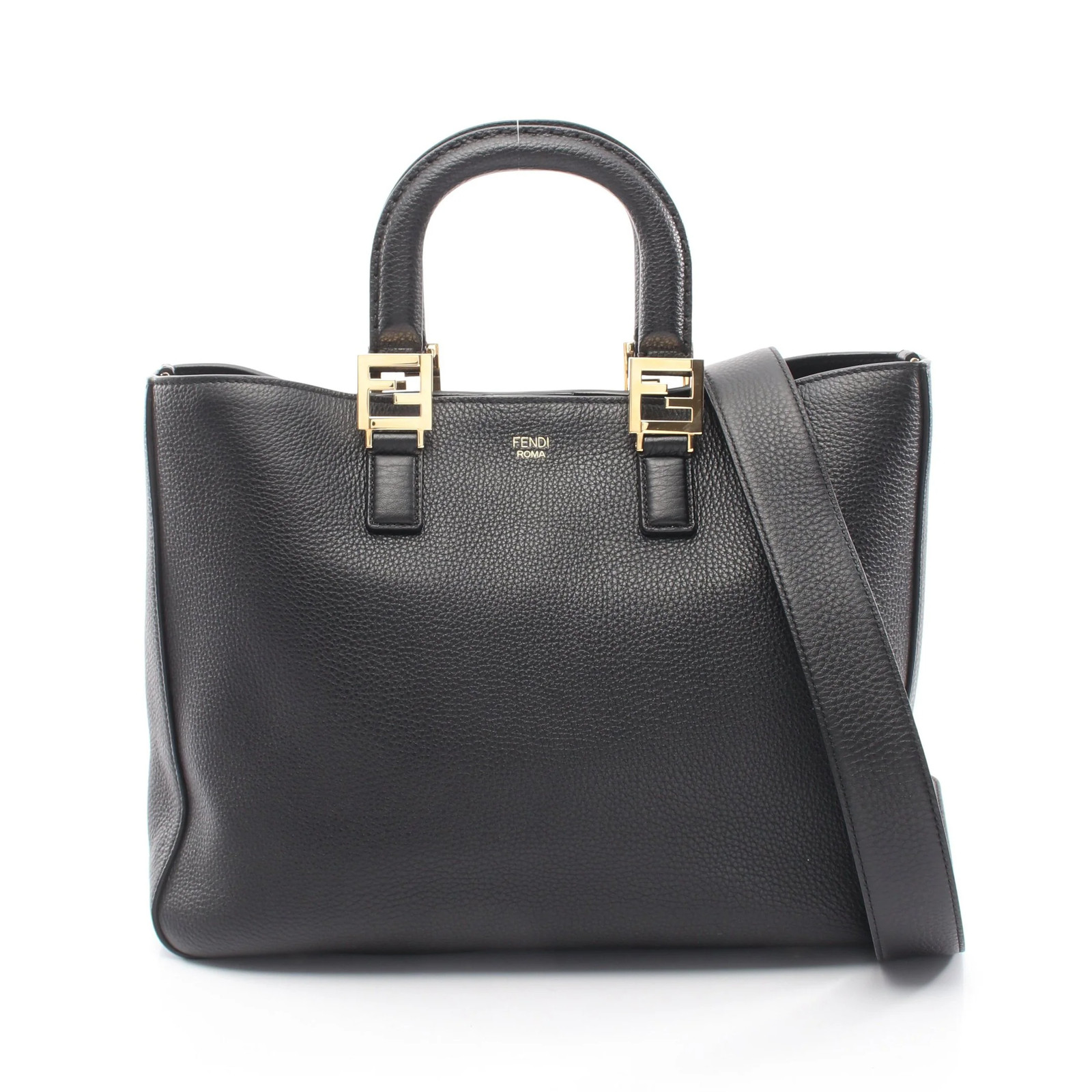 Fendi FF 2WAY Tote Bag Black Leather #RCB5613