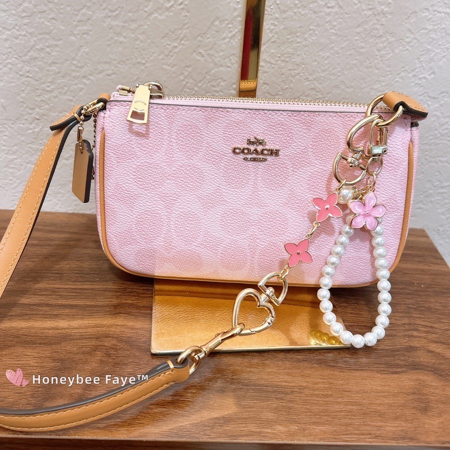 NWT Coach CDW31 Nolita 19 In Signature Canvas With Charms Gold/Powder Pink