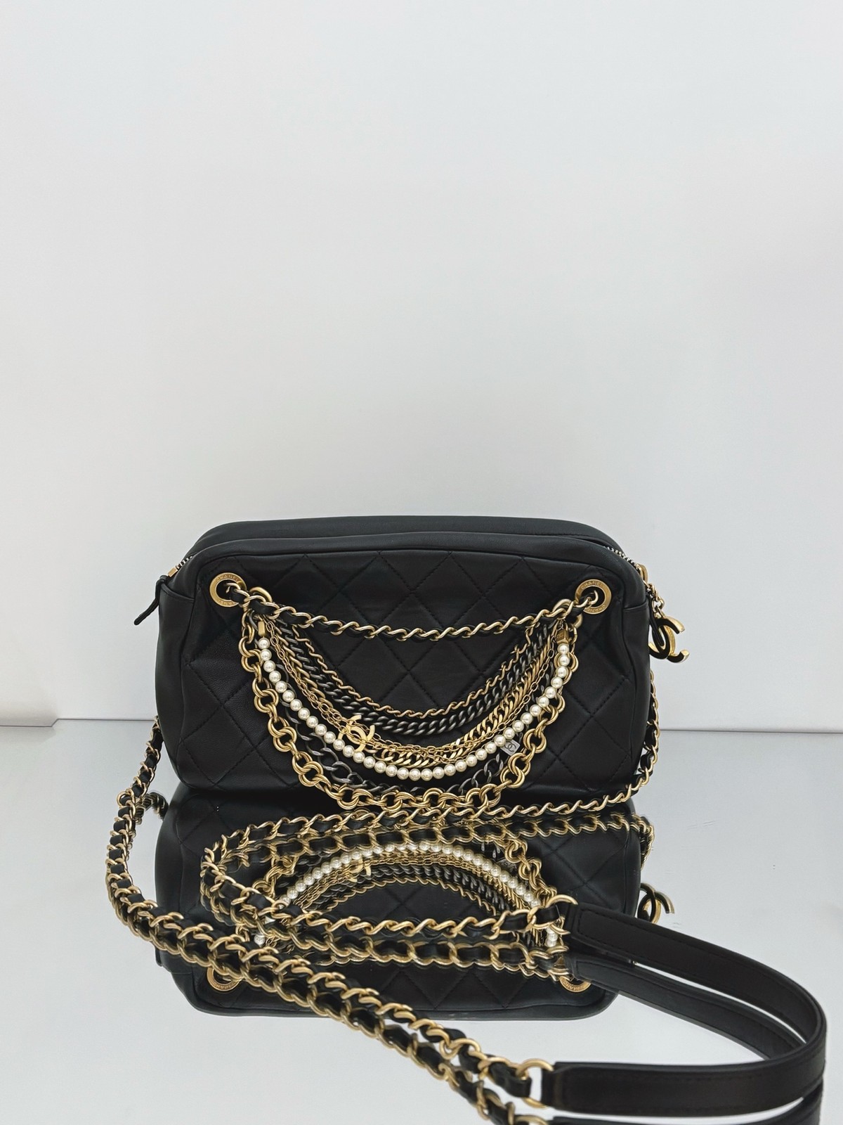 Chanel Egypt Collection Normal Size Black Lambskin Shoulder/Crossbody Bag Duty P