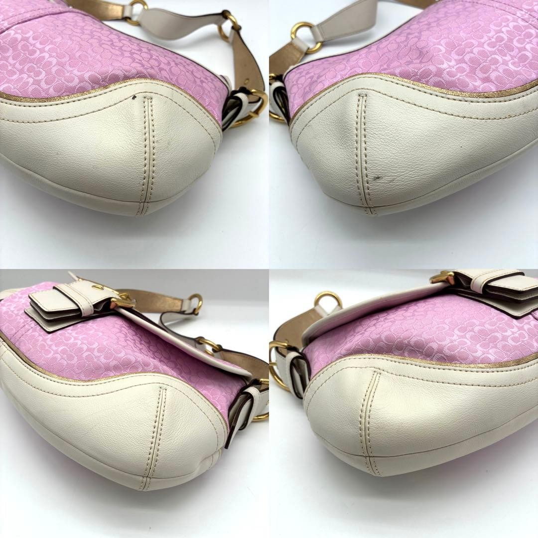 COACH Soho Signature Shoulder Bag Pink Canvas Pre-Owned Used 33x19x5 cm