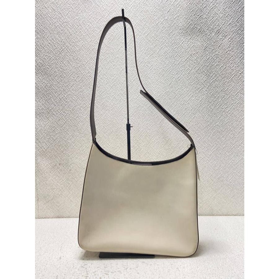 PRADA White Leather Shoulder Bag Cracked Scratches Stains 27.5x21cm Auth