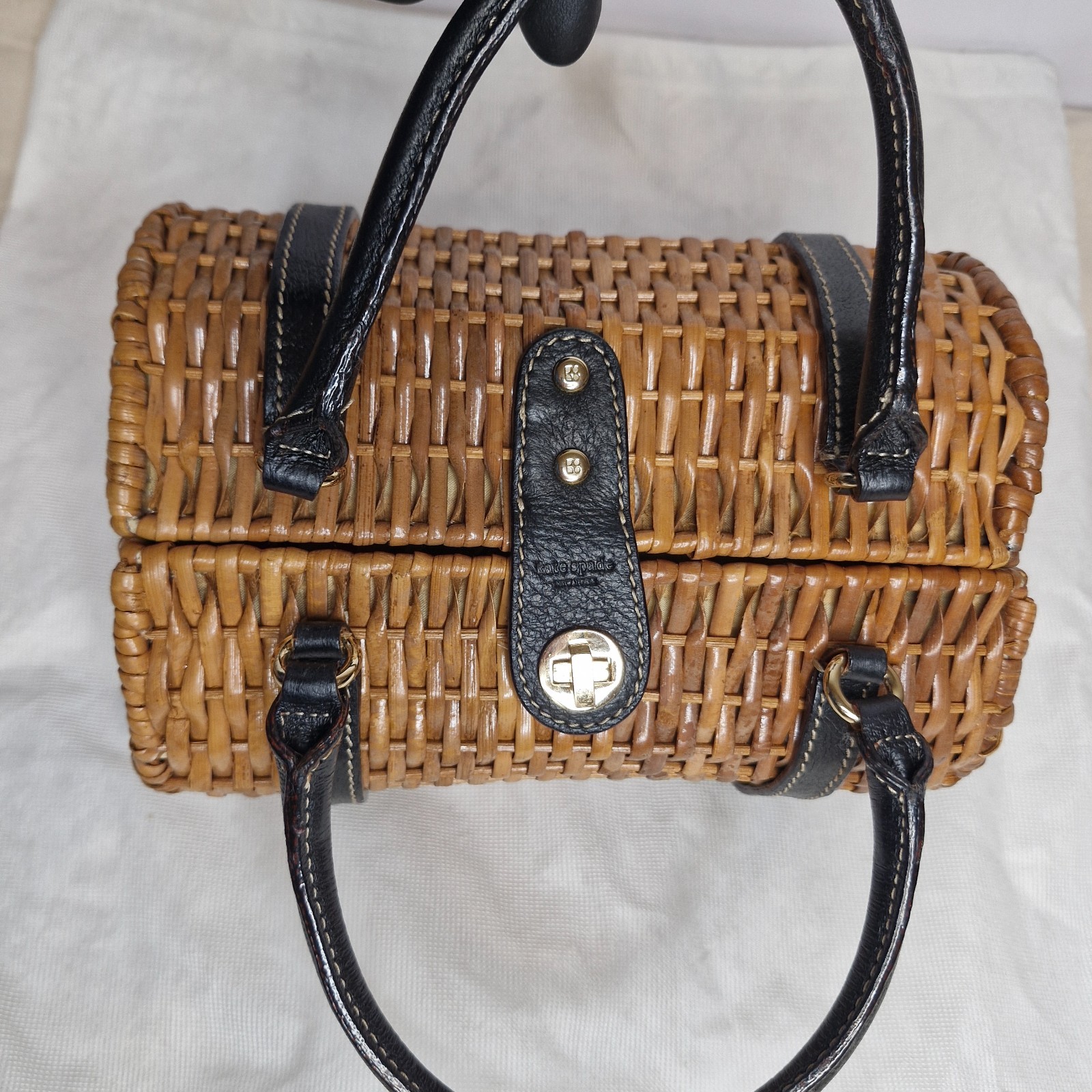 Kate Spade New York Woven Monaco Roll Bag Cute Good Condition Latch Close