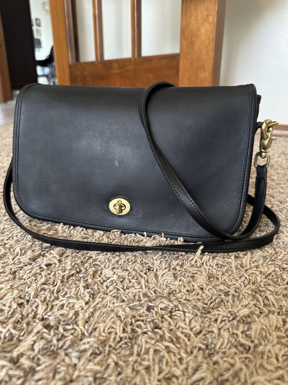1980s Vintage Coach Convertible Clutch Crossbody, Brass Hardware, Turnlock