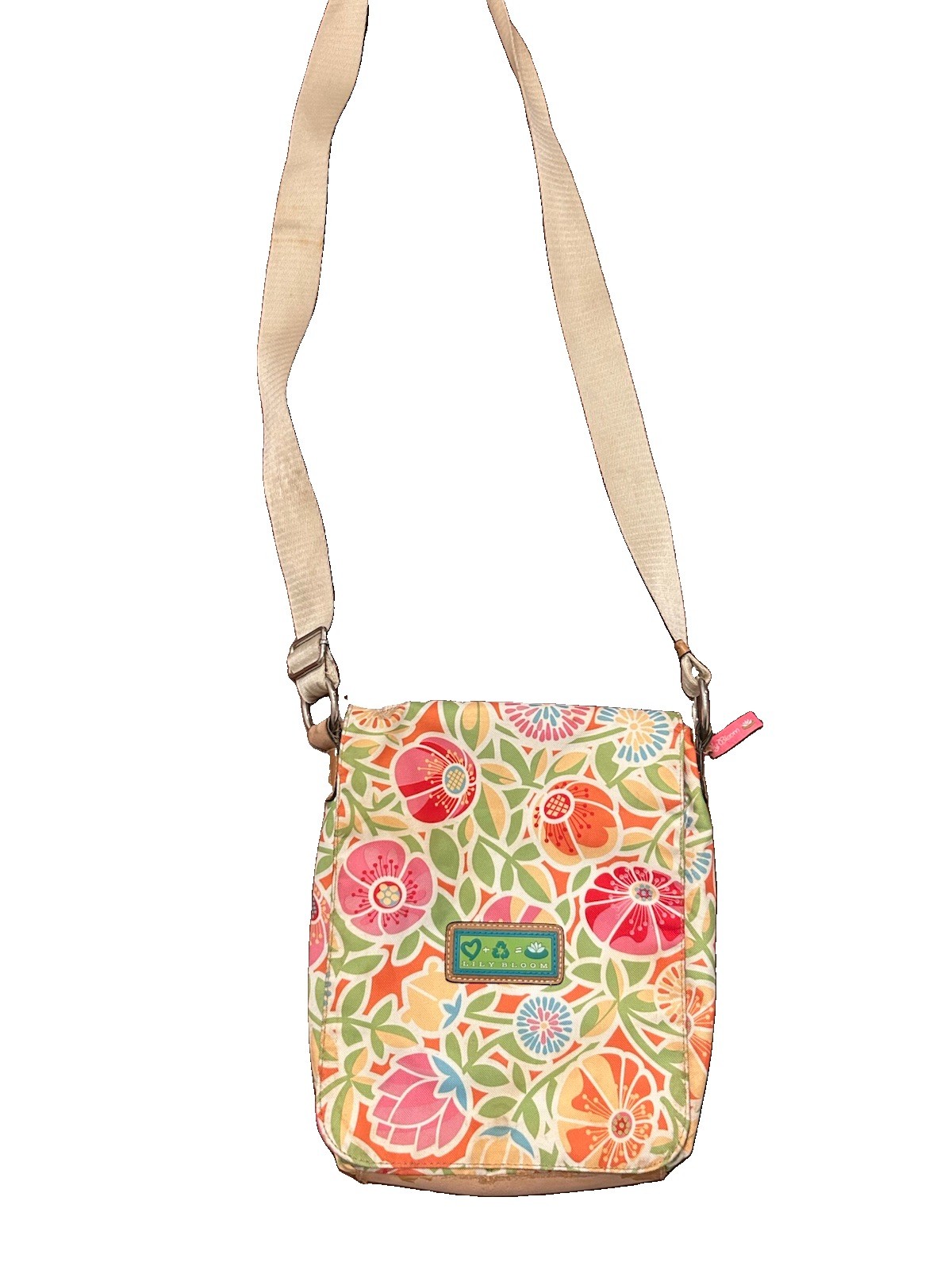 Lily Bloom Floral Multicolor Crossbody Bag Zip, Adjustable Strap, Pink Lining