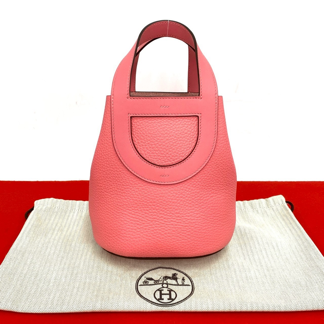 HERMES in the loop 18 Handbag Taurillon Clemence pink 409-1