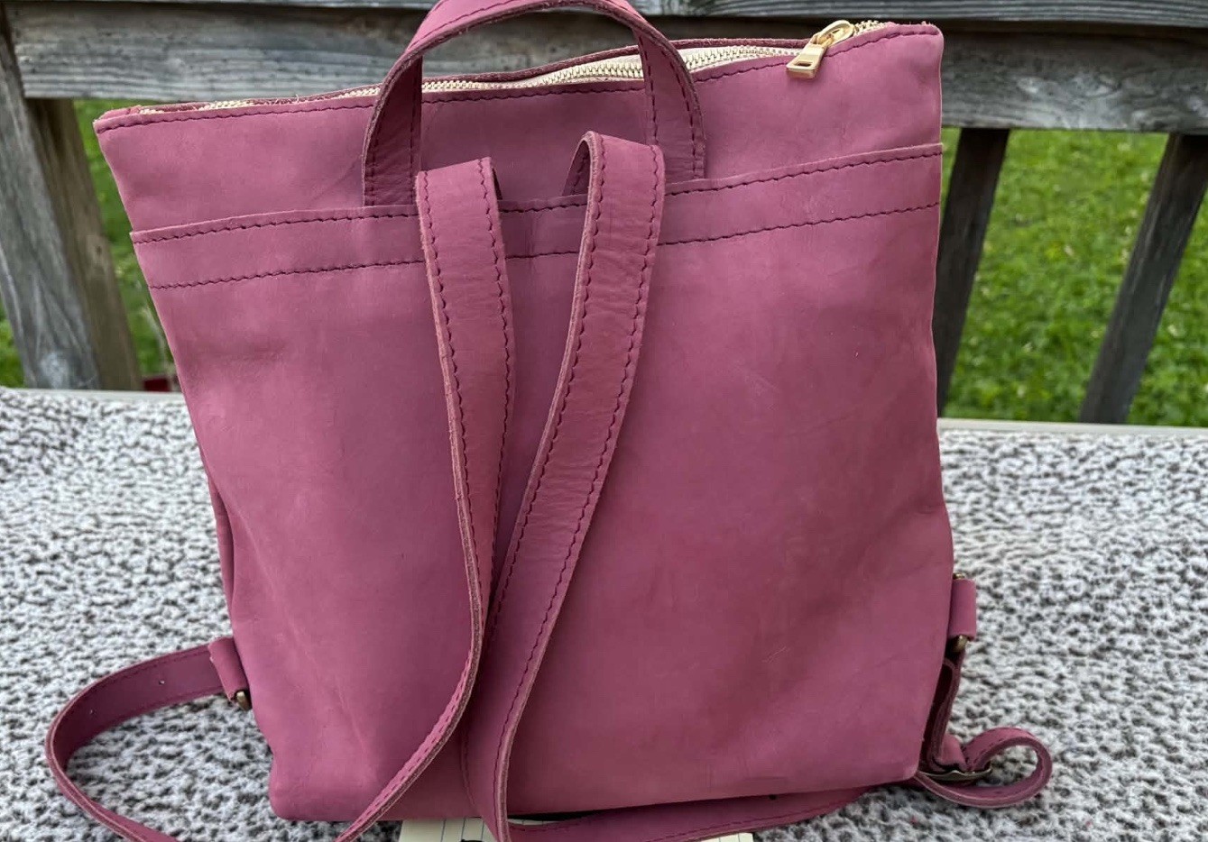 Portland Leather Classic Tote Backpack in Foxglove