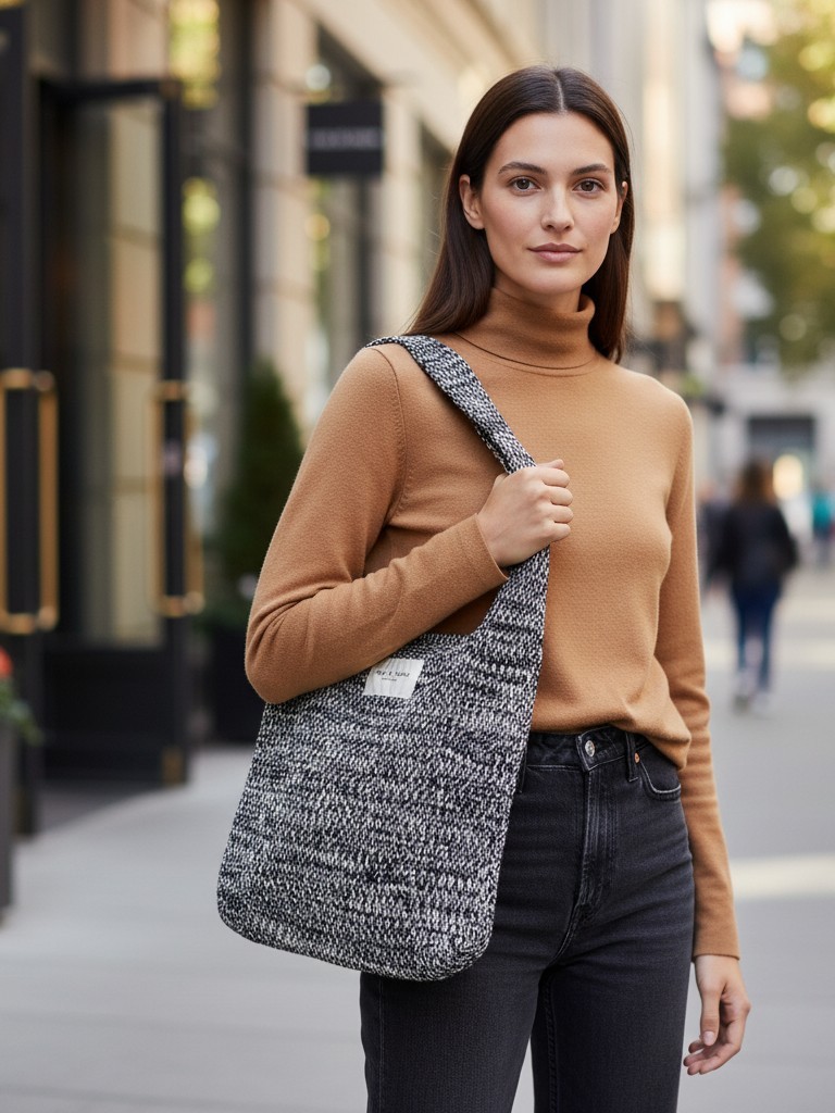 Rag & Bone Addison Knit Shopper Bag Black/White | One Size
