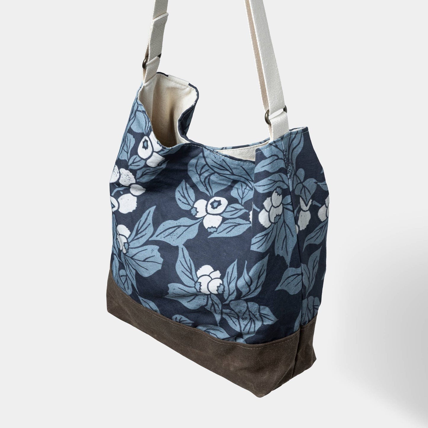 Emily Ruth Prints Large Blueberry Crossbody Bag Waxed Canvas Cotton Batch Made