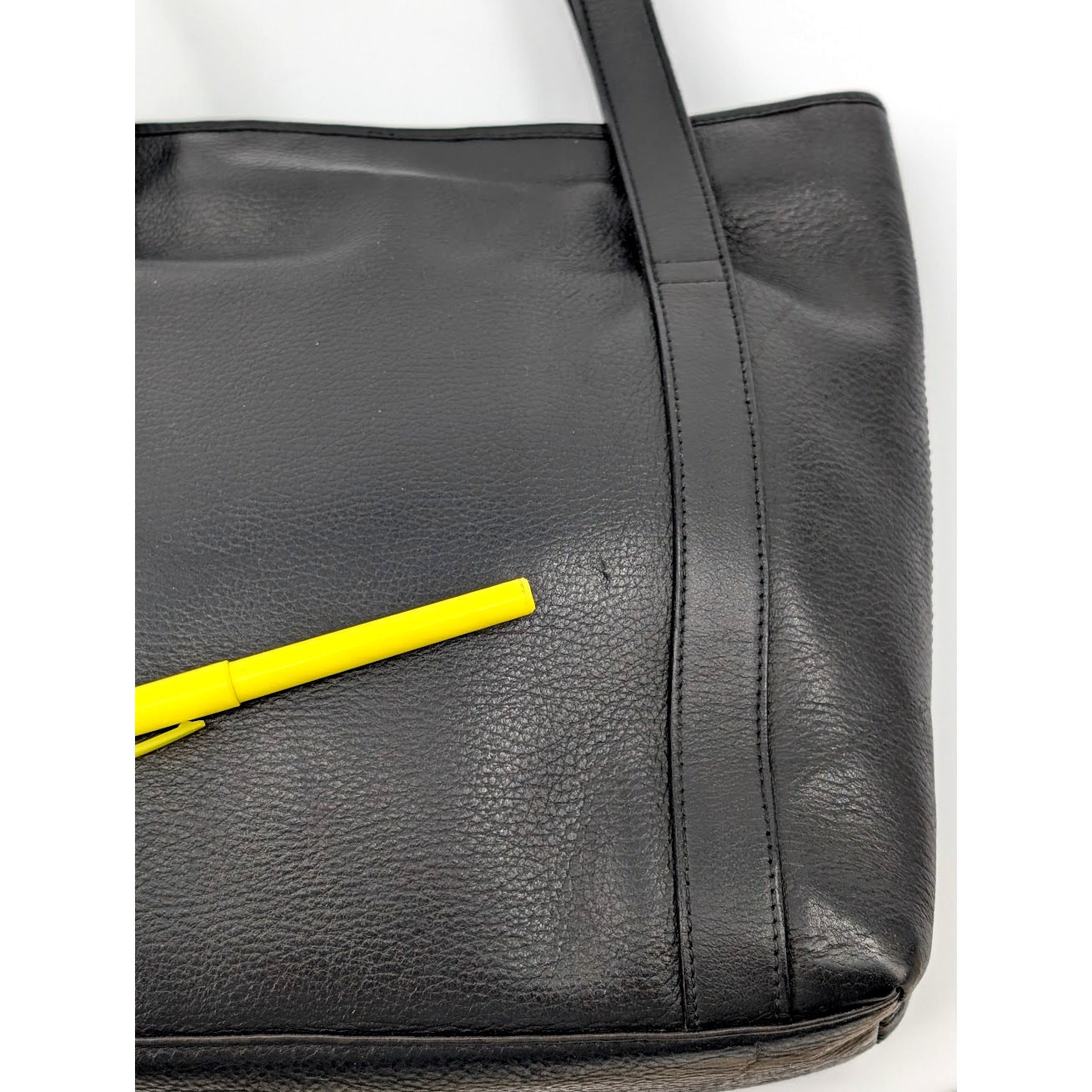 M London Leather Tote Bag Black Medium Pebbled Handbag Neutral Travel Minimalist
