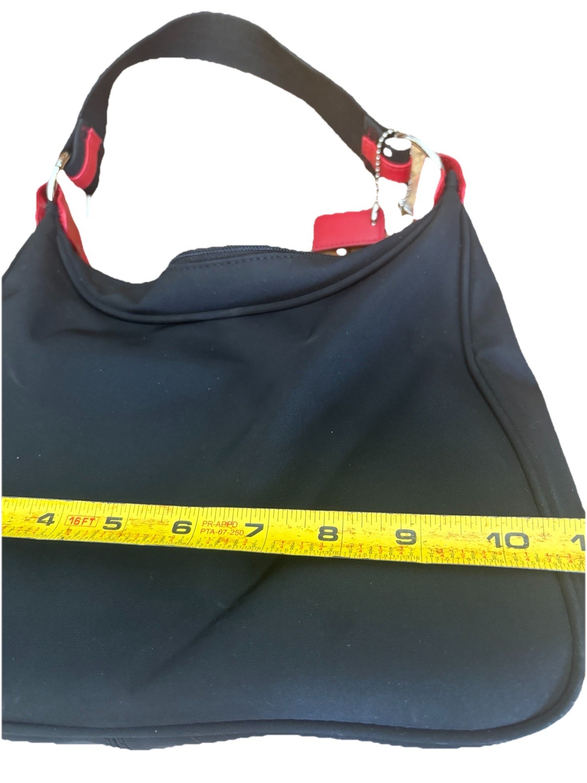 Casual Corner Black Purse With Red Trim Logo Charm Lined Shoulder Bag Retro Chic