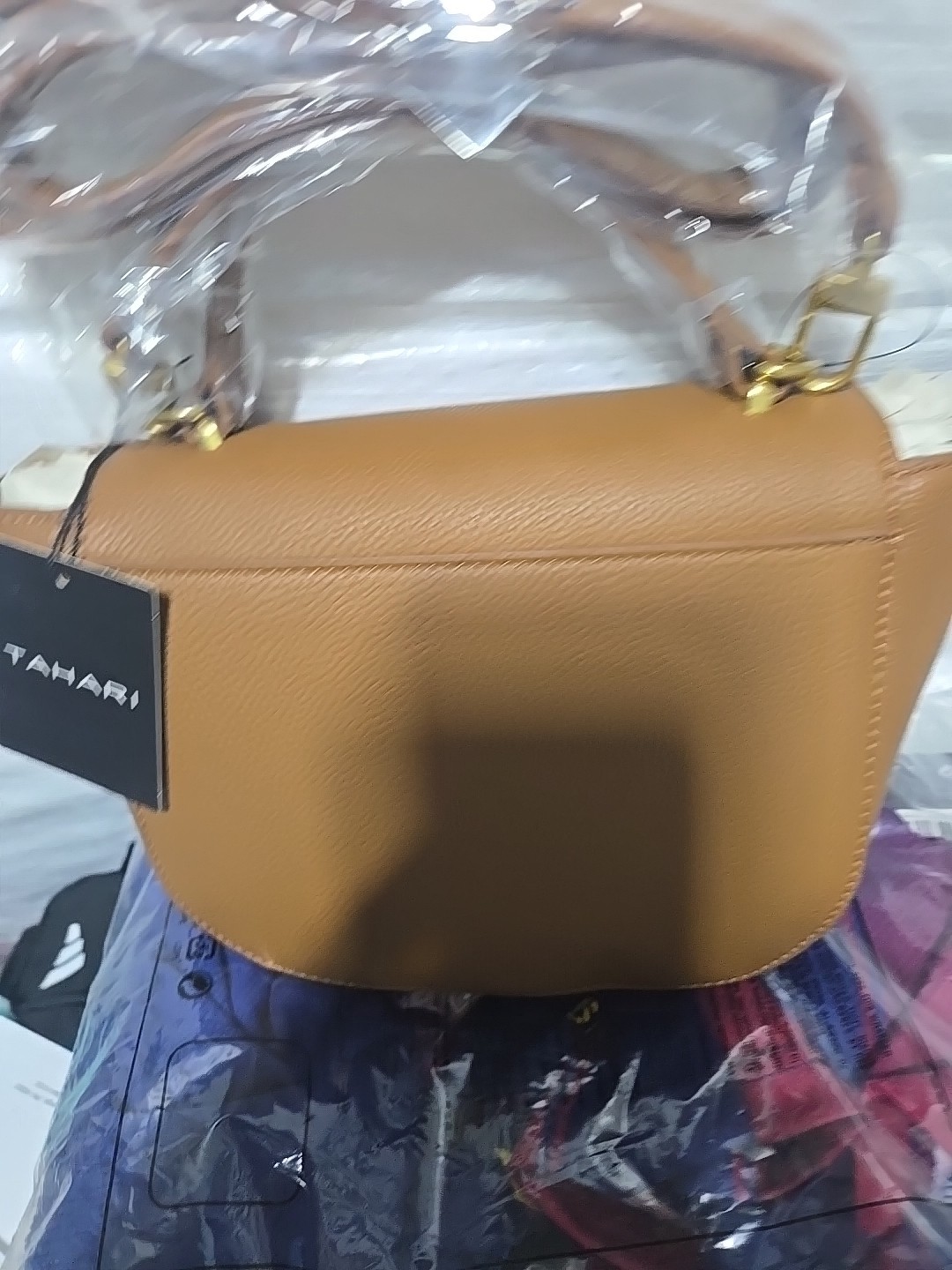 NWT Tahari Crossbody w/Dust Bag Black Saffiano Man Made Material $69 MSRP