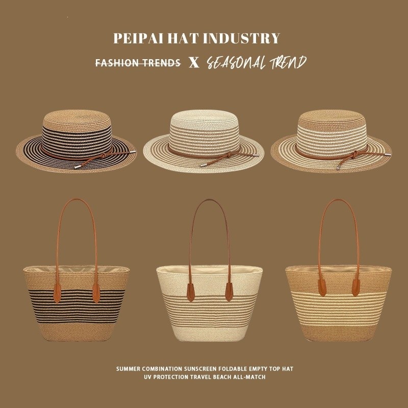 Womens Spring Summer Straw Hat And Large-capacity Bag Set Multicolor Tote And Sh