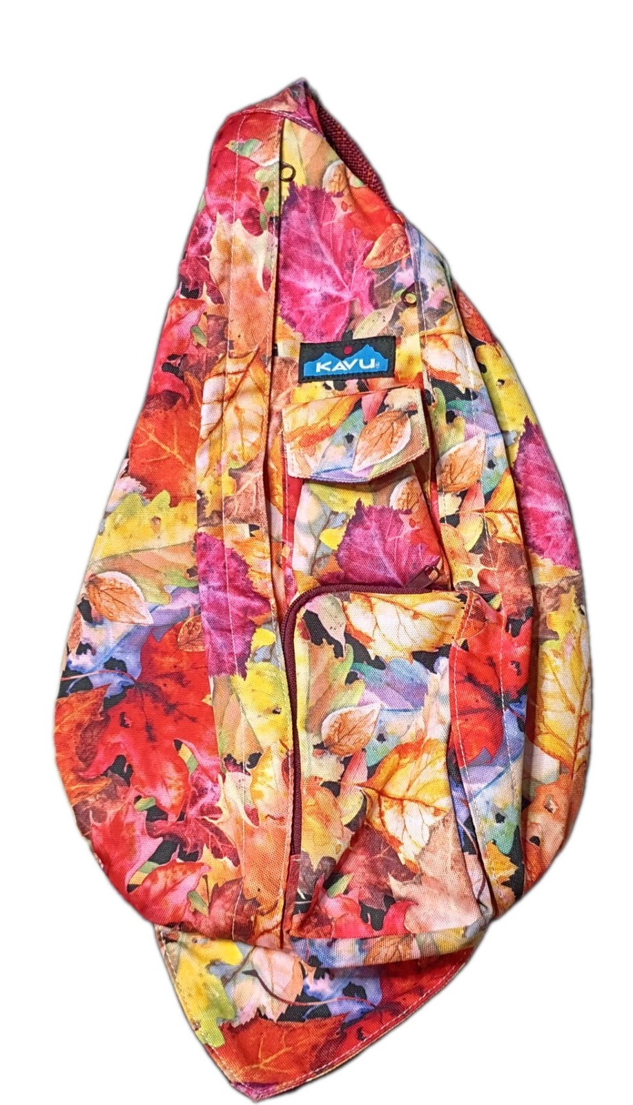 KAVU Rope Sling Crossbody Bag Leaf Me Be 10L HTF Autumn Fall Leaves Print