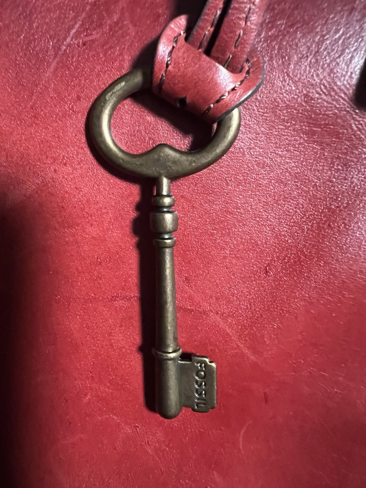 Fossil Sydney Red Leather Medium Satchel Crossbody Handbag