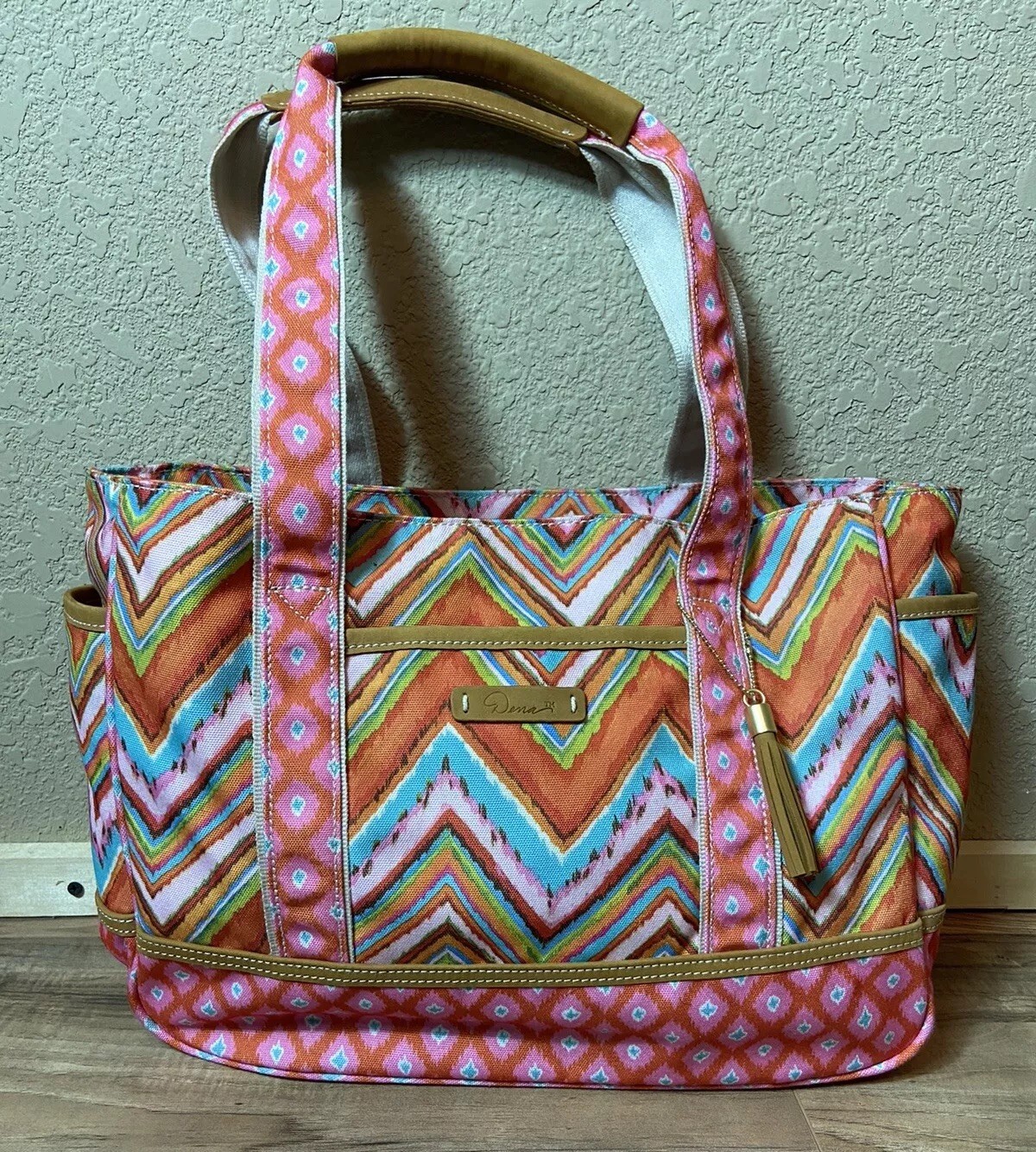 Dena Designs Travel Tote Bag Fabric Handle Floral Geo Hippie Boho Festival