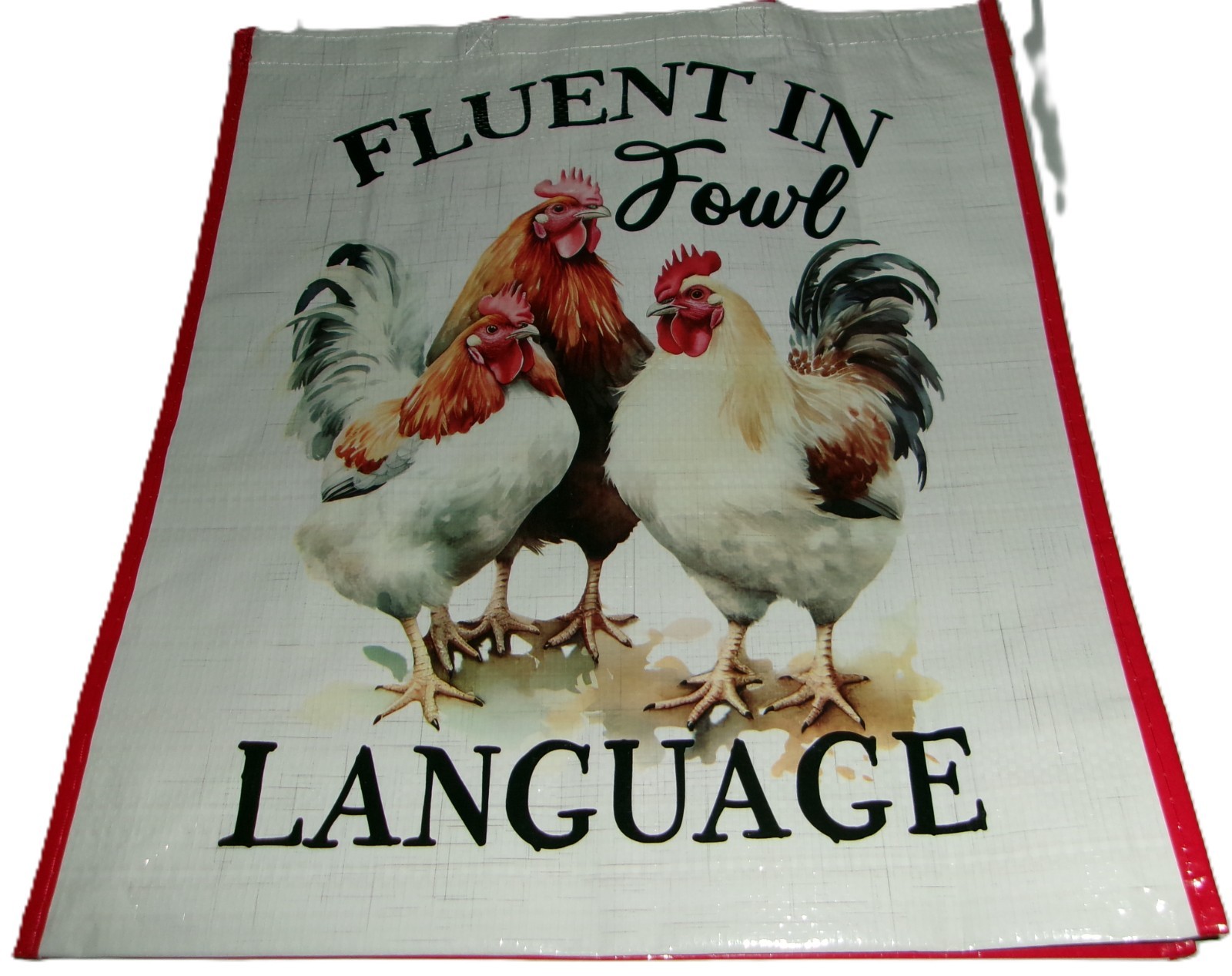 Reusable Tote Bag ~17″ x 19″ x 7″ ~ FLUENT IN FOWL LANGUAGE
