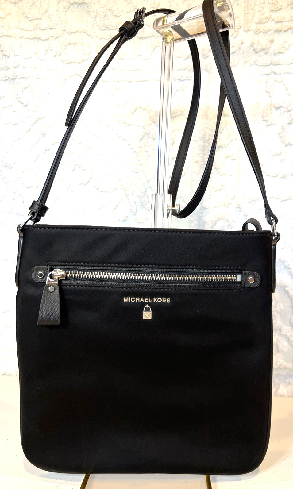 Michael Kors Black Nylon Kelsey Large Crossbody Purse Handbag Brand New w/Tags