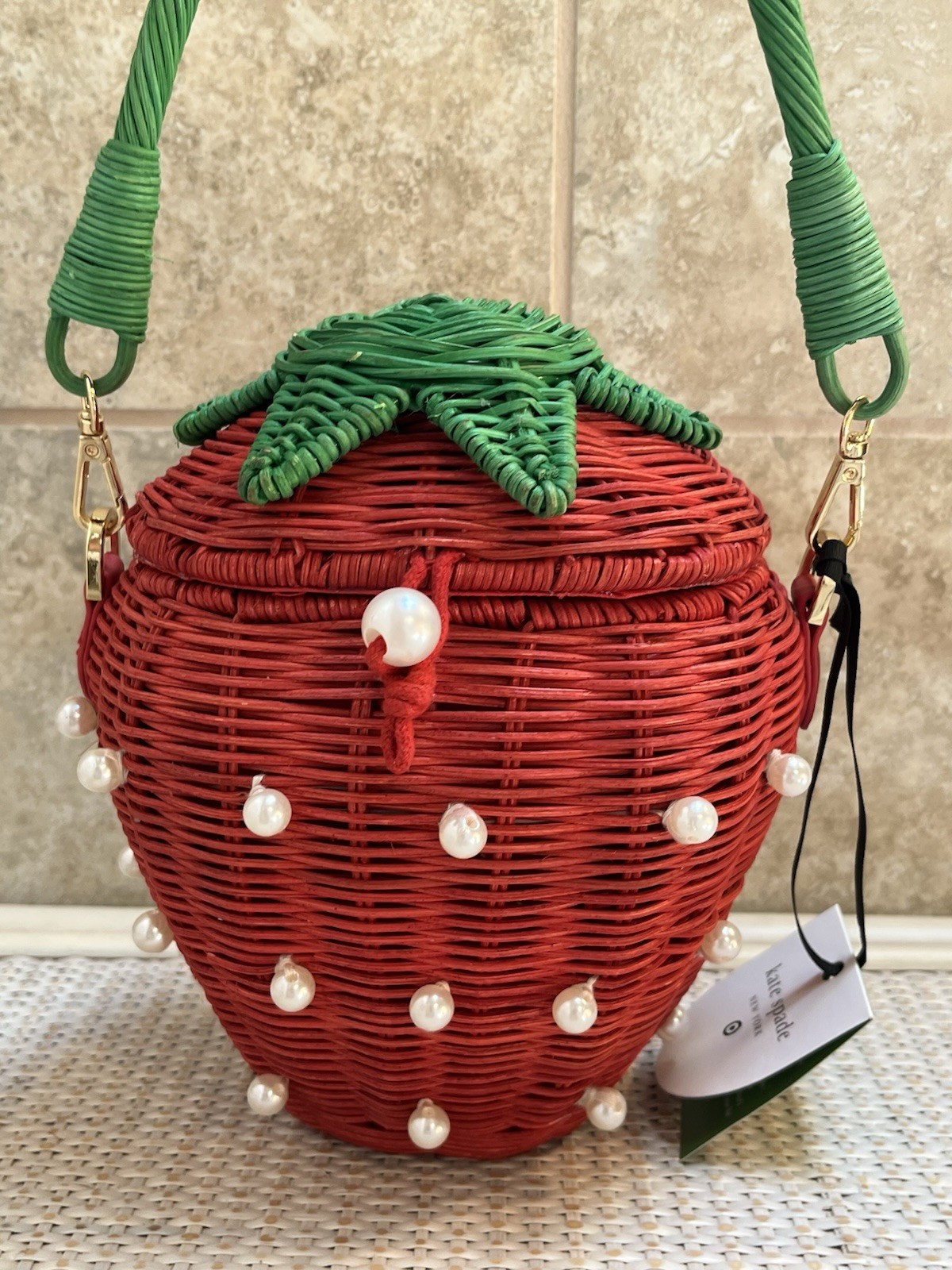 Pearl Embellished Strawberry Basket Bucket Bag Red -kate spade new york x Target