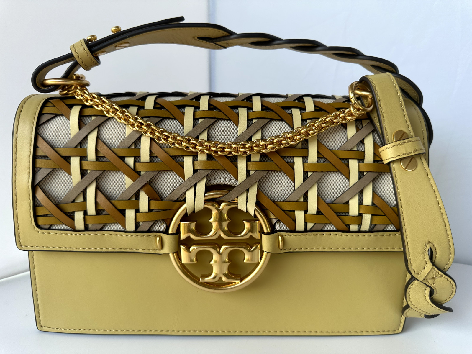 New Tory Burch Women’s Bag Miller Basketweave Shoulder Handbag