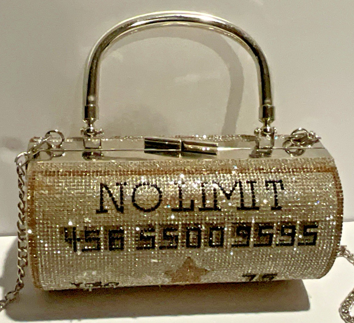 Le Miel Rhinestone Clutch Casino Purse Latch Lined Crossbody Handle Round