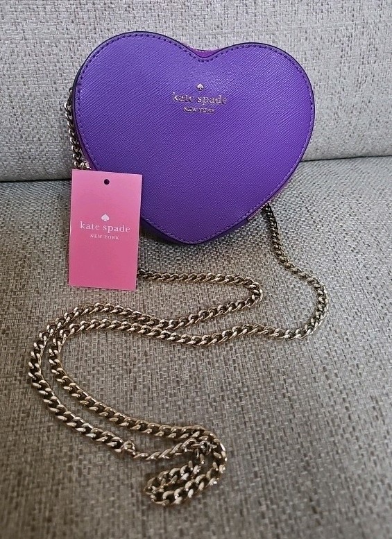 New Rare! Kate Spade Love Shack Mini Heart Crossbody Bag Purple