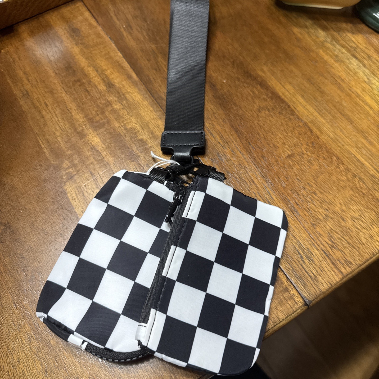 Black And White Checkered Wristlet