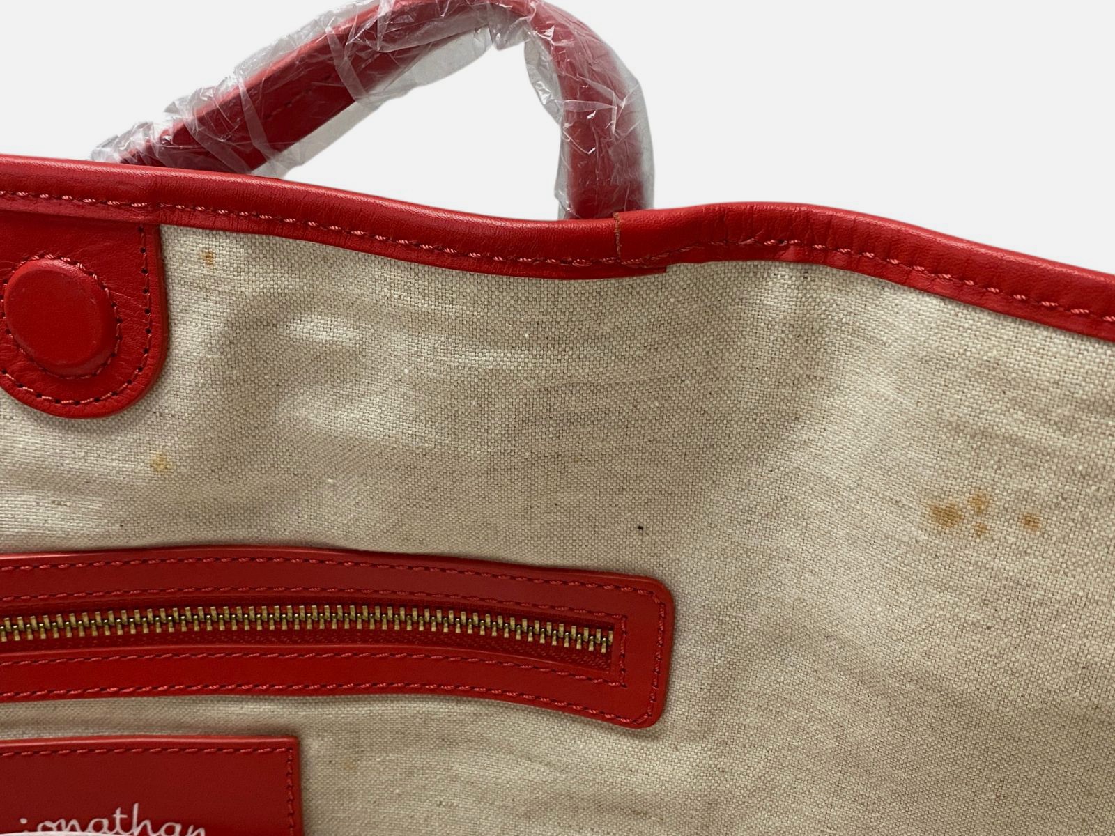 Jonathan Adler Women’s Red Leather Printed Medium Magnetic Duchess Tote Bag