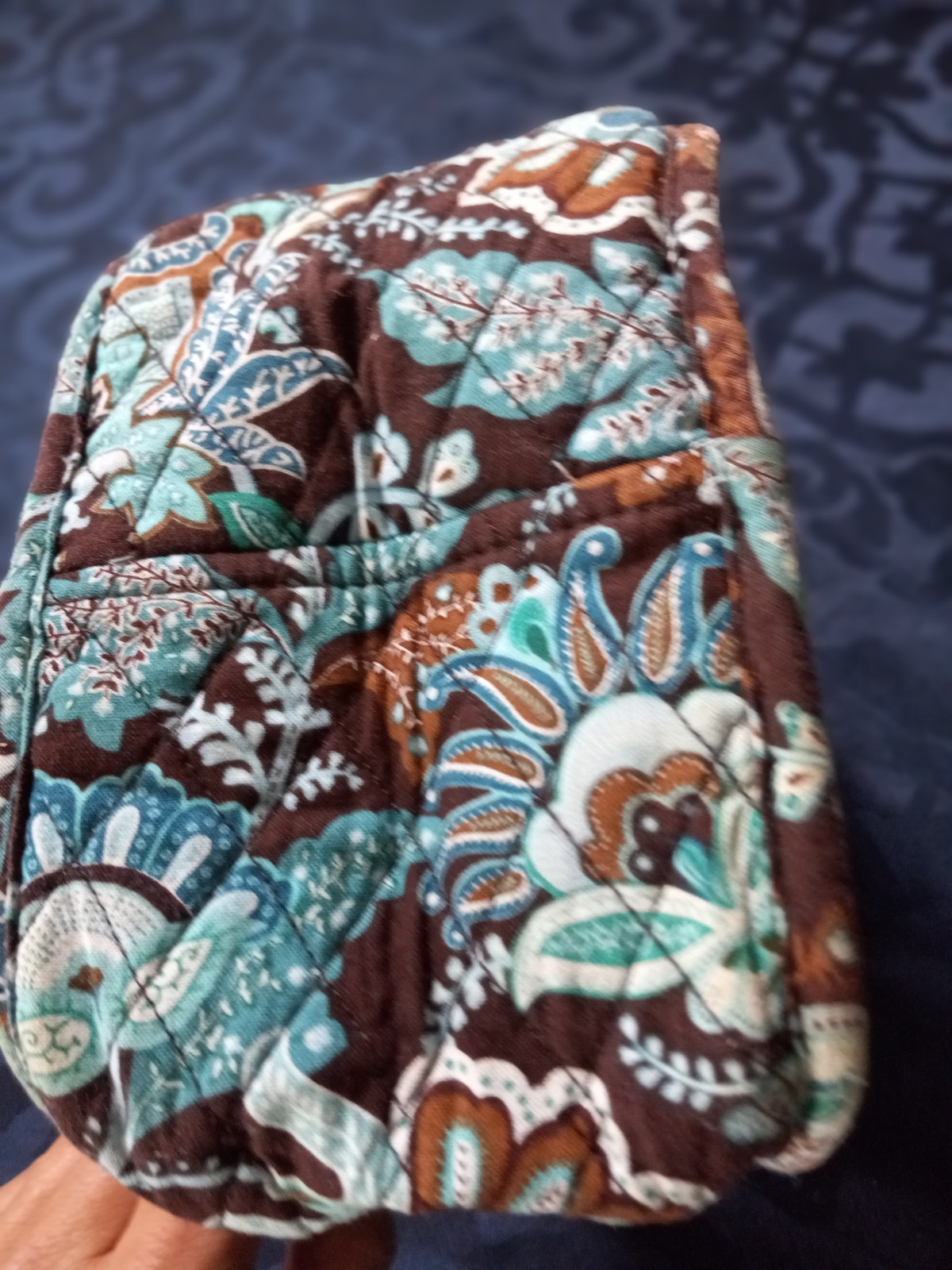 Vera Bradley Quilted Insulated Lunch Bag Box Java Blue Floral Paisley Print