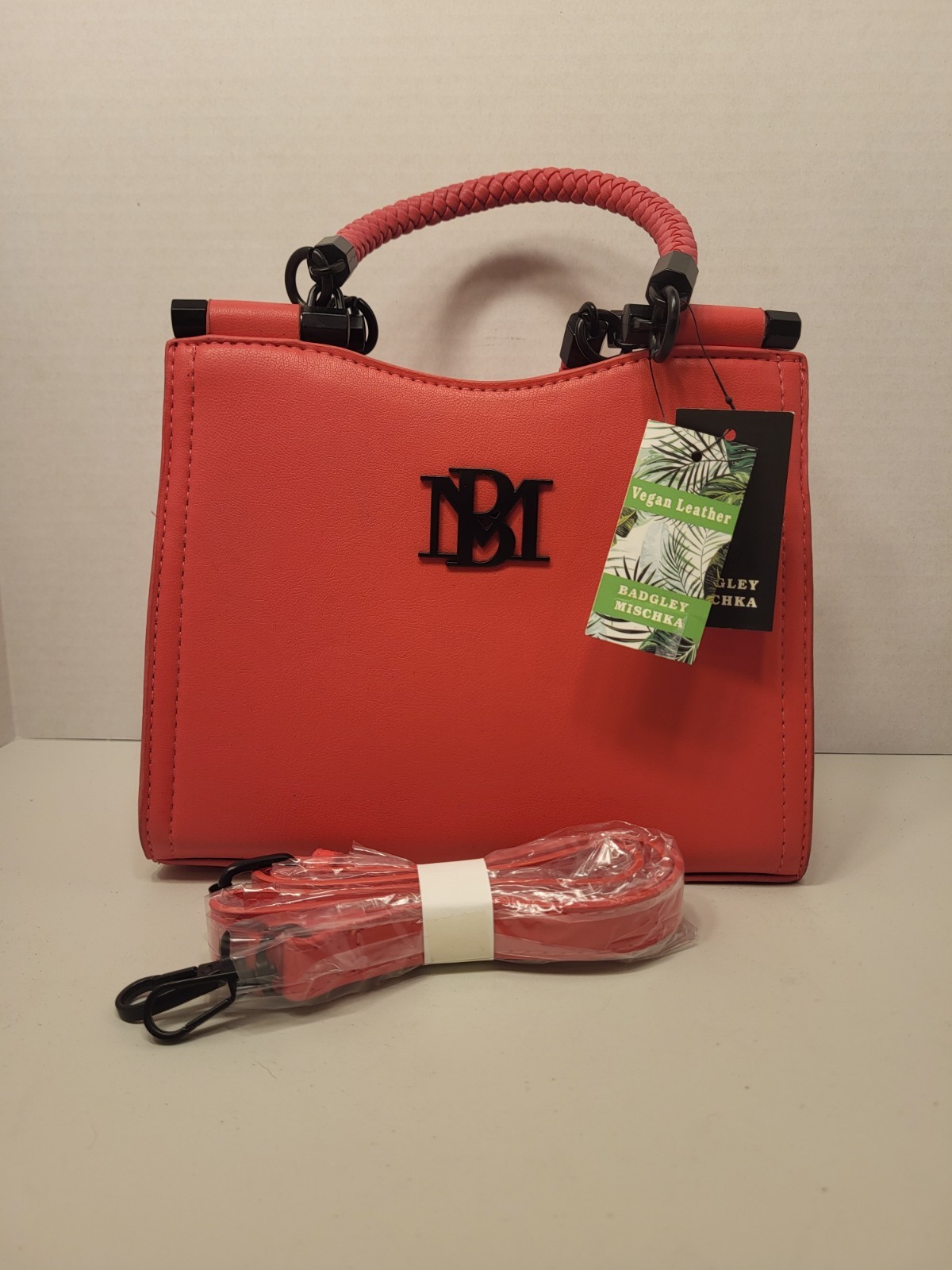 Badgley Mischka Vegan Leather Bag Fashion Handbag Coral