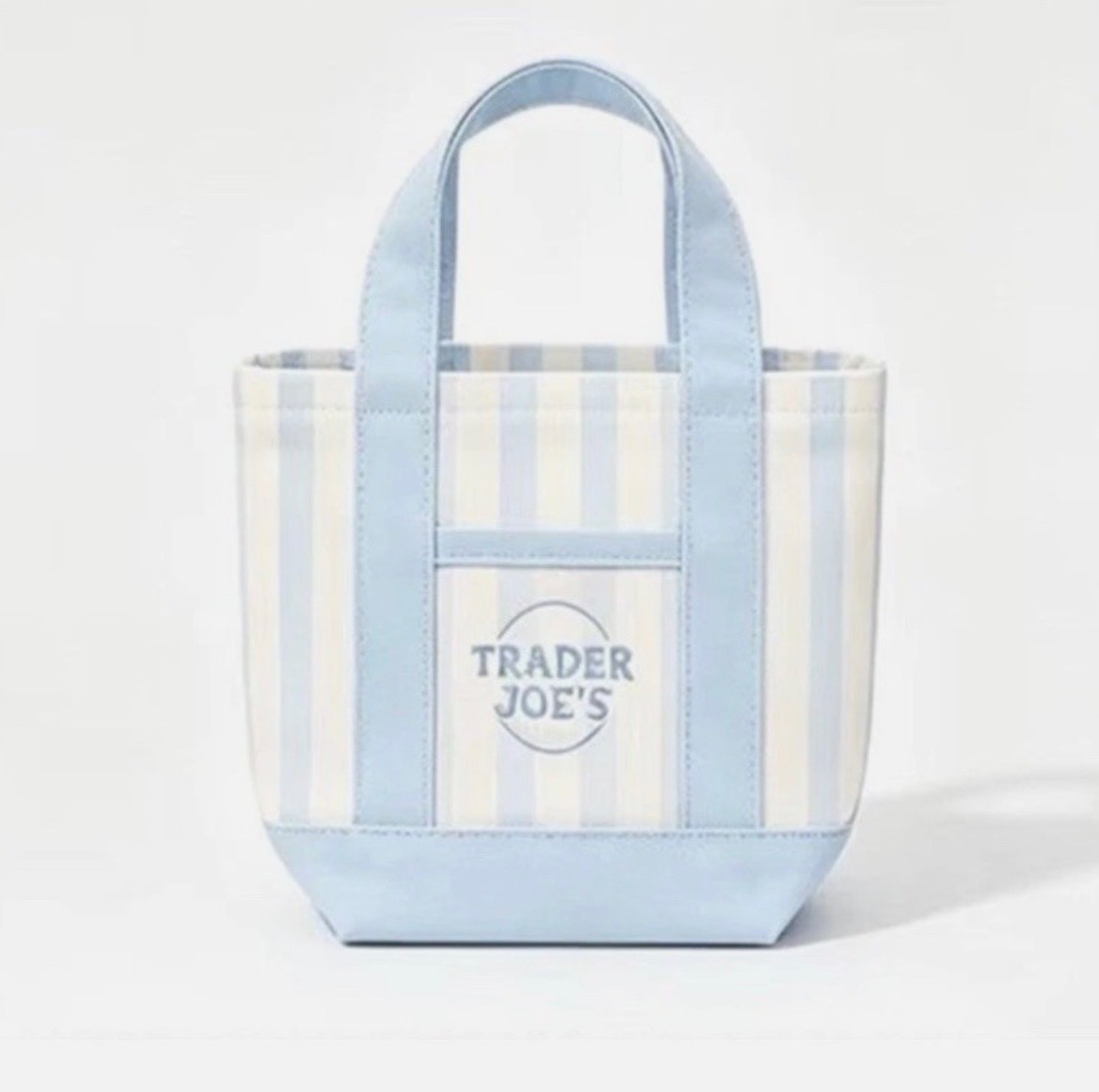 Trader Joe’s Summer Striped Mini Blue Tote – 1 Blue Tote Only