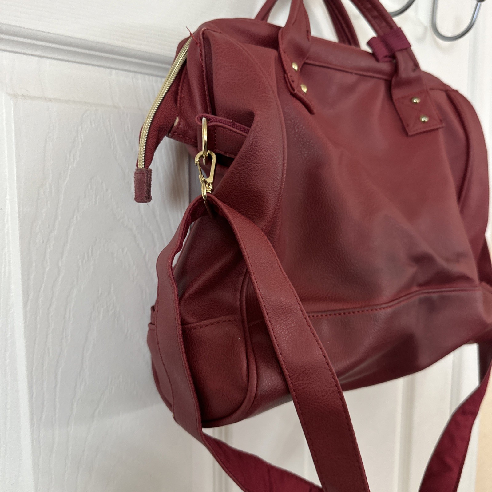 Anello Leather Boston 2 Way Shoulder Bag Dark Red