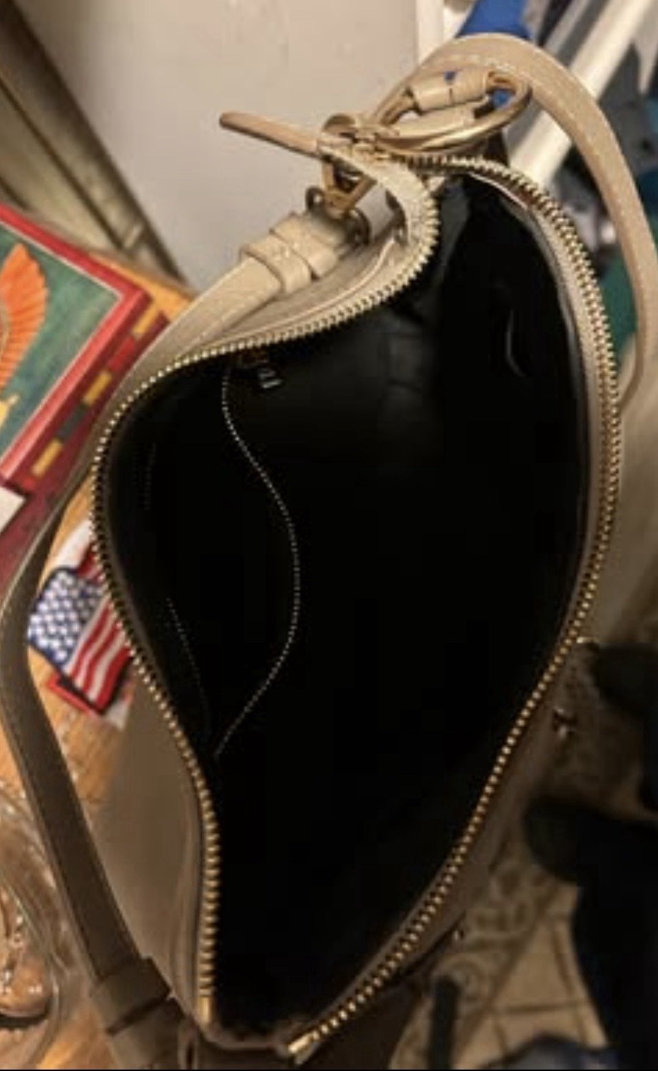 See By Chloé Taupe Shoulder Bag Whipstitch Zip Gold Hardware Designer
