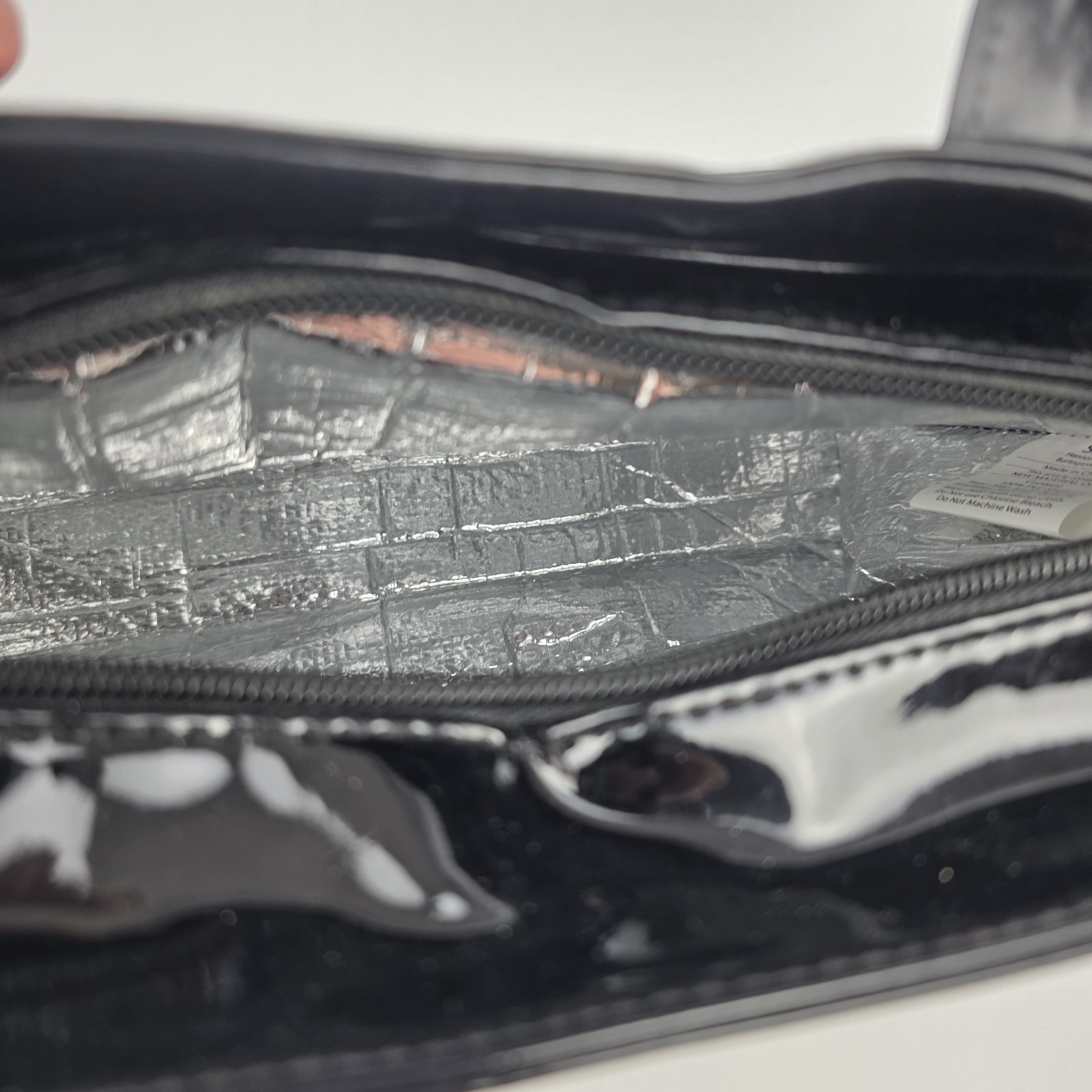 SACHI Thermal Insulated Dark Black Patent Double Handheld Lunch Bag/Handbag