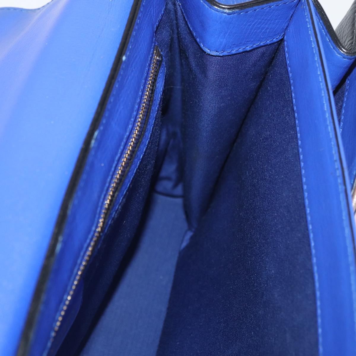 BVLGARI Isabella Rossellini Shoulder Bag Leather Blue Gold Auth BA12091A