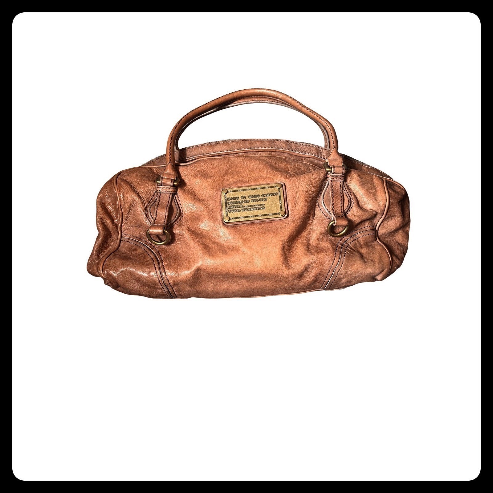 Marc Jacobs Standard Supply Workwear Large Tan Leather Satchel Bag Handbag