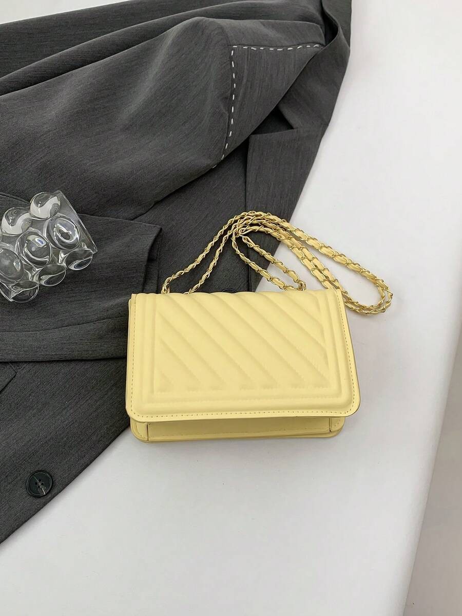 Mini Quilted PU Leather Crossbody Bag Women Chain Shoulder Square Handbag