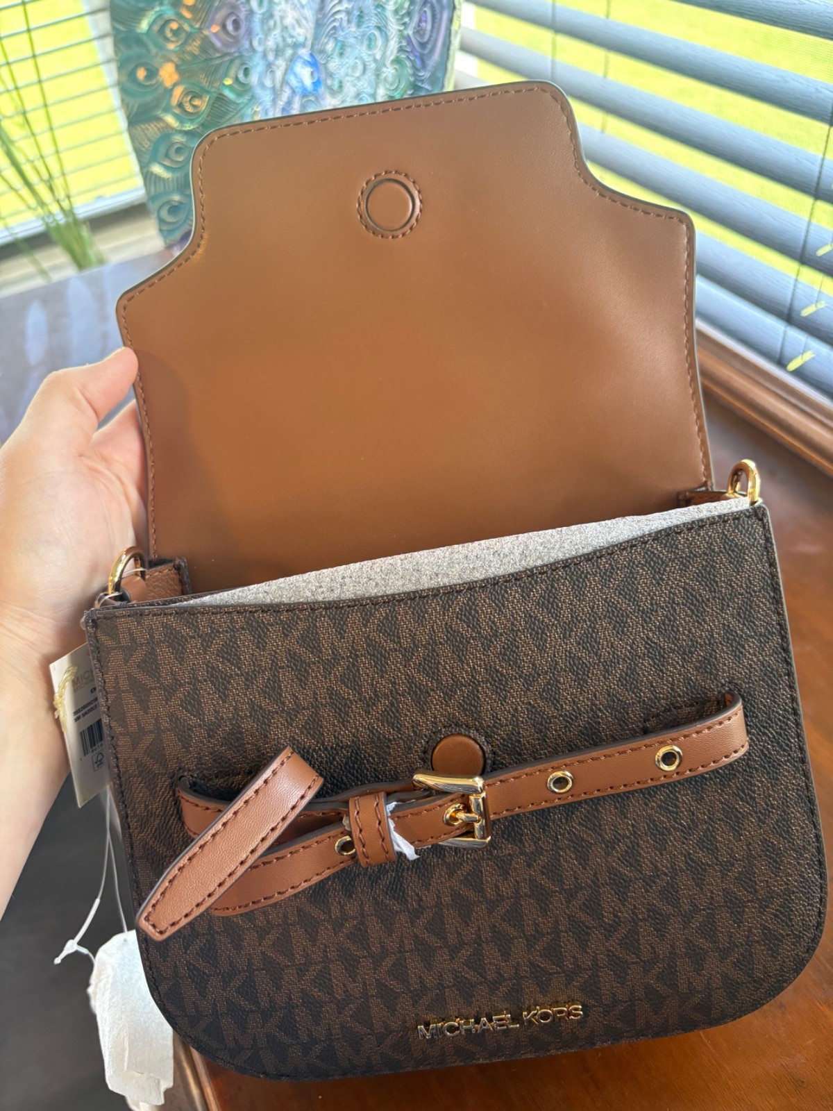 Michael Kors Emilia Small Saddle Crossbody Bag – Brown – Women’s Handbag