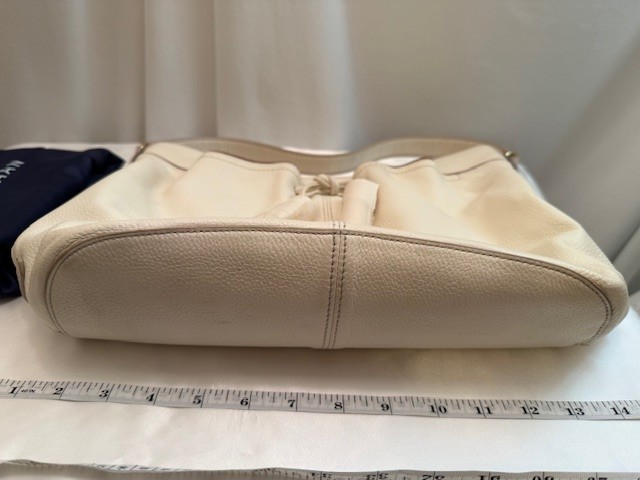 Cole Haan Handbag PEBBLED CREAM/Brown trim LEATHER Shoulder Handbag Purse NWOT