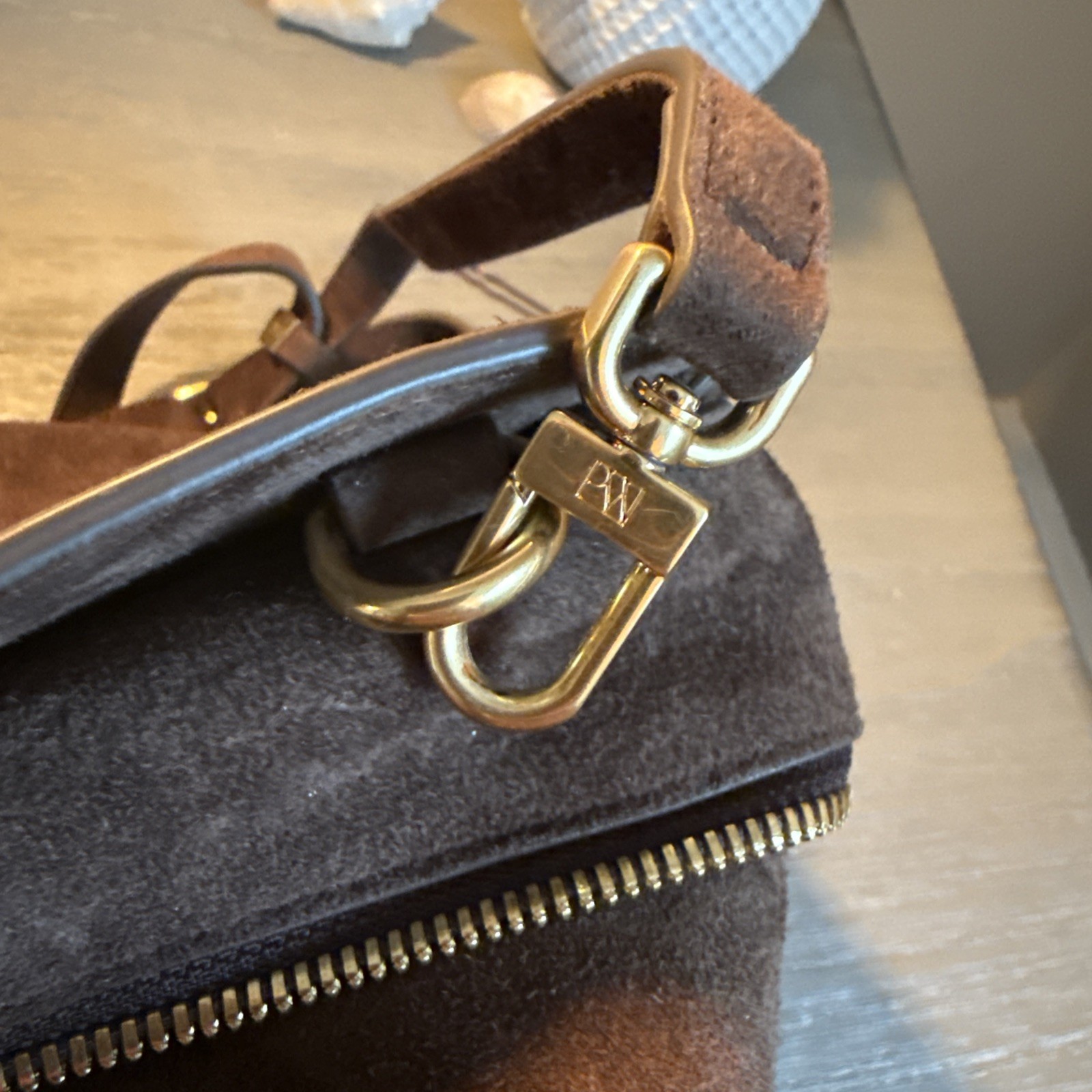 NWT Latest PARISA WANG Gabrielle 35 soft top handle brown suede leather.