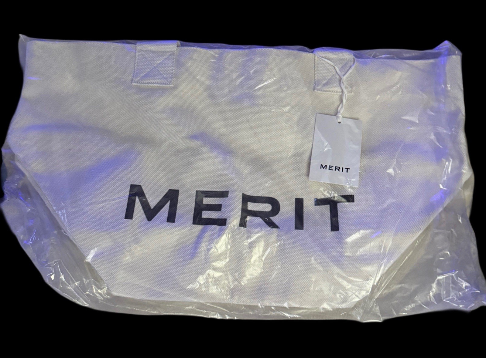 MERIT Beauty NWT The EVERYTHING XL Canvas Tote Bag 23”W x 12”H Sealed