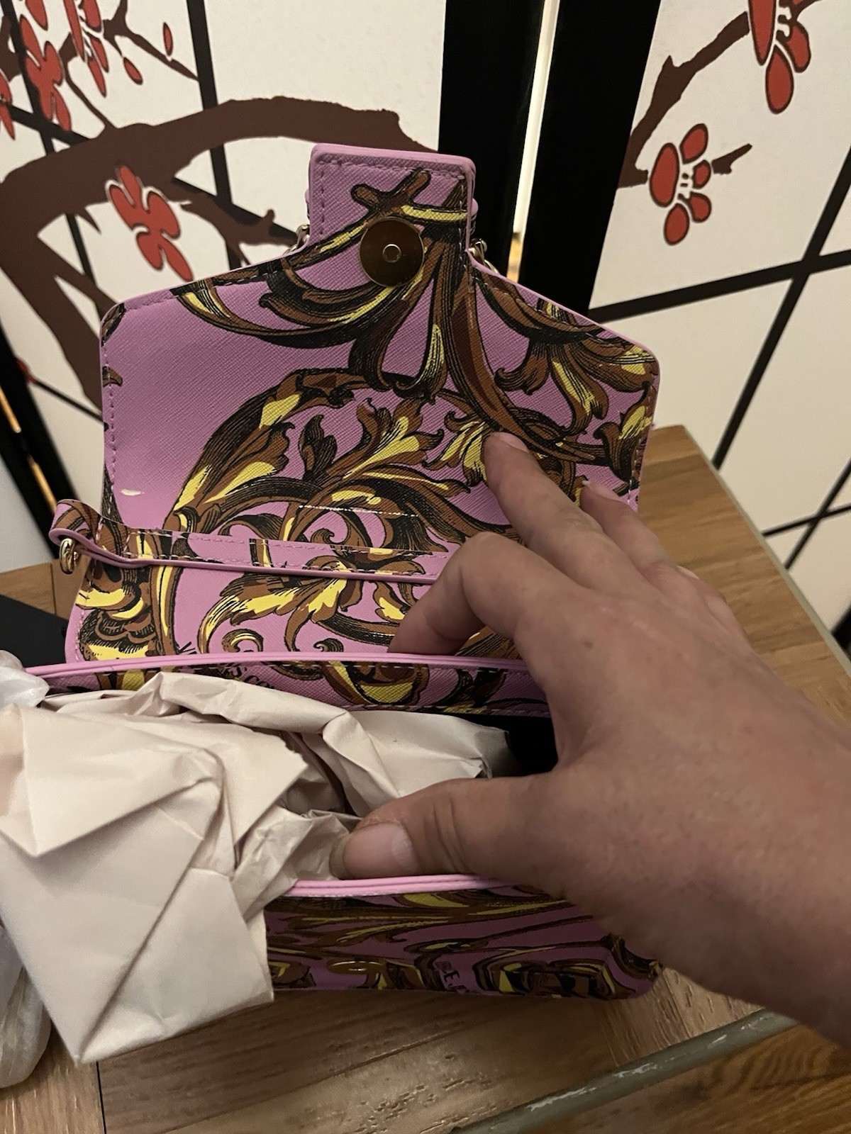 Versace Jeans Couture Bag. Fall/Winter 2024/25 Baroque Buckle Closure Pink Black