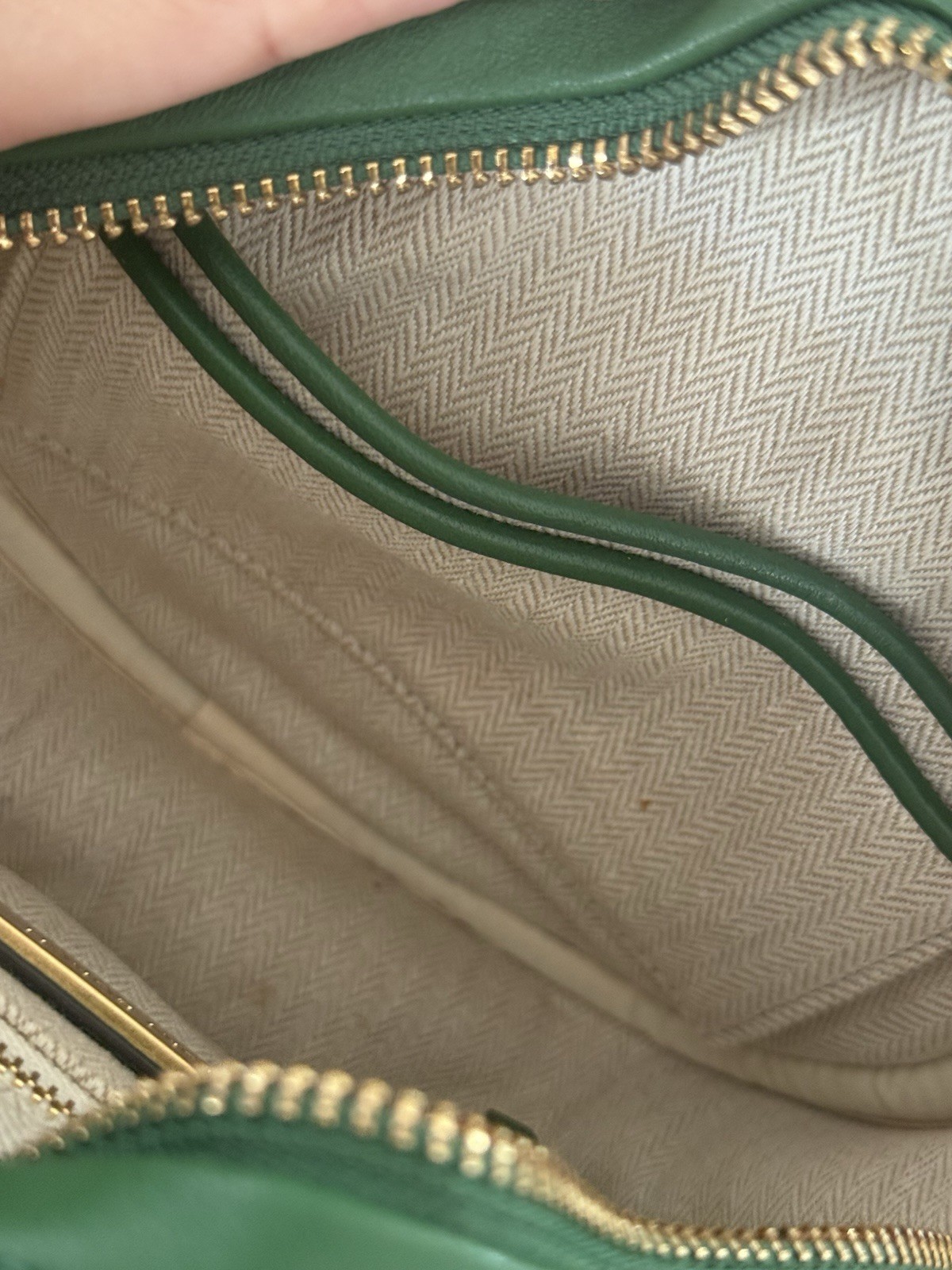 Tory Burch Kira Chevron Circle Bag Green Quilted Leather Gold Hardware